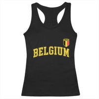 BelgiumVintage Belgium Varsity Style Distressed Graphic Racerback Tank Top Classic Collegiate Belgian Pride
