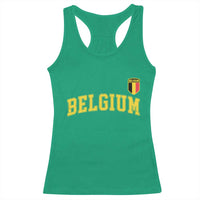 BelgiumVintage Belgium Varsity Style Distressed Graphic Racerback Tank Top Classic Collegiate Belgian Pride