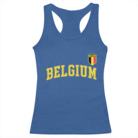 BelgiumVintage Belgium Varsity Style Distressed Graphic Racerback Tank Top Classic Collegiate Belgian Pride