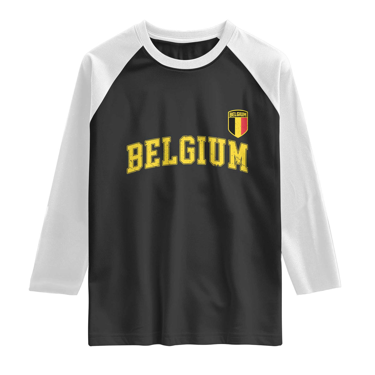 Vintage Belgium Varsity Style Distressed Graphic Raglan Shirt Classic Collegiate Belgian Pride