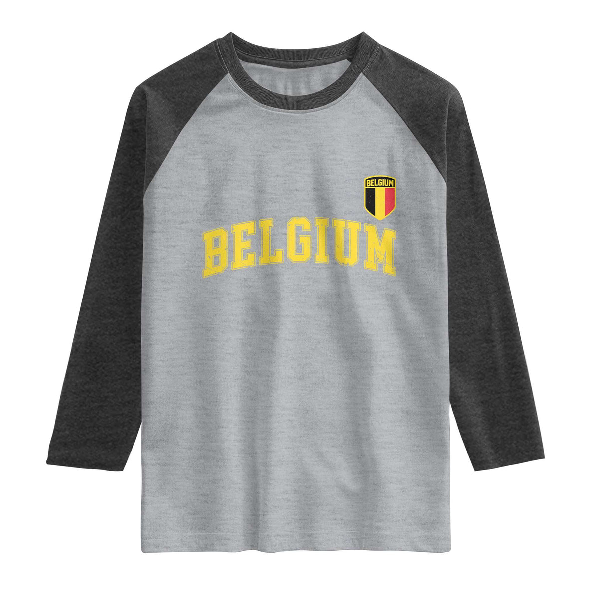 Vintage Belgium Varsity Style Distressed Graphic Raglan Shirt Classic Collegiate Belgian Pride