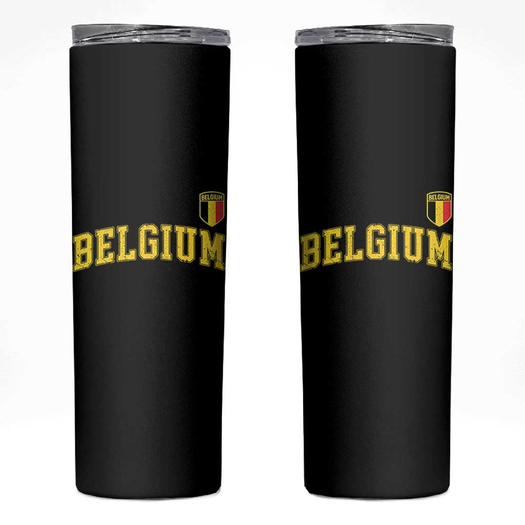 Vintage Belgium Varsity Style Distressed Graphic Skinny Tumbler Classic Collegiate Belgian Pride