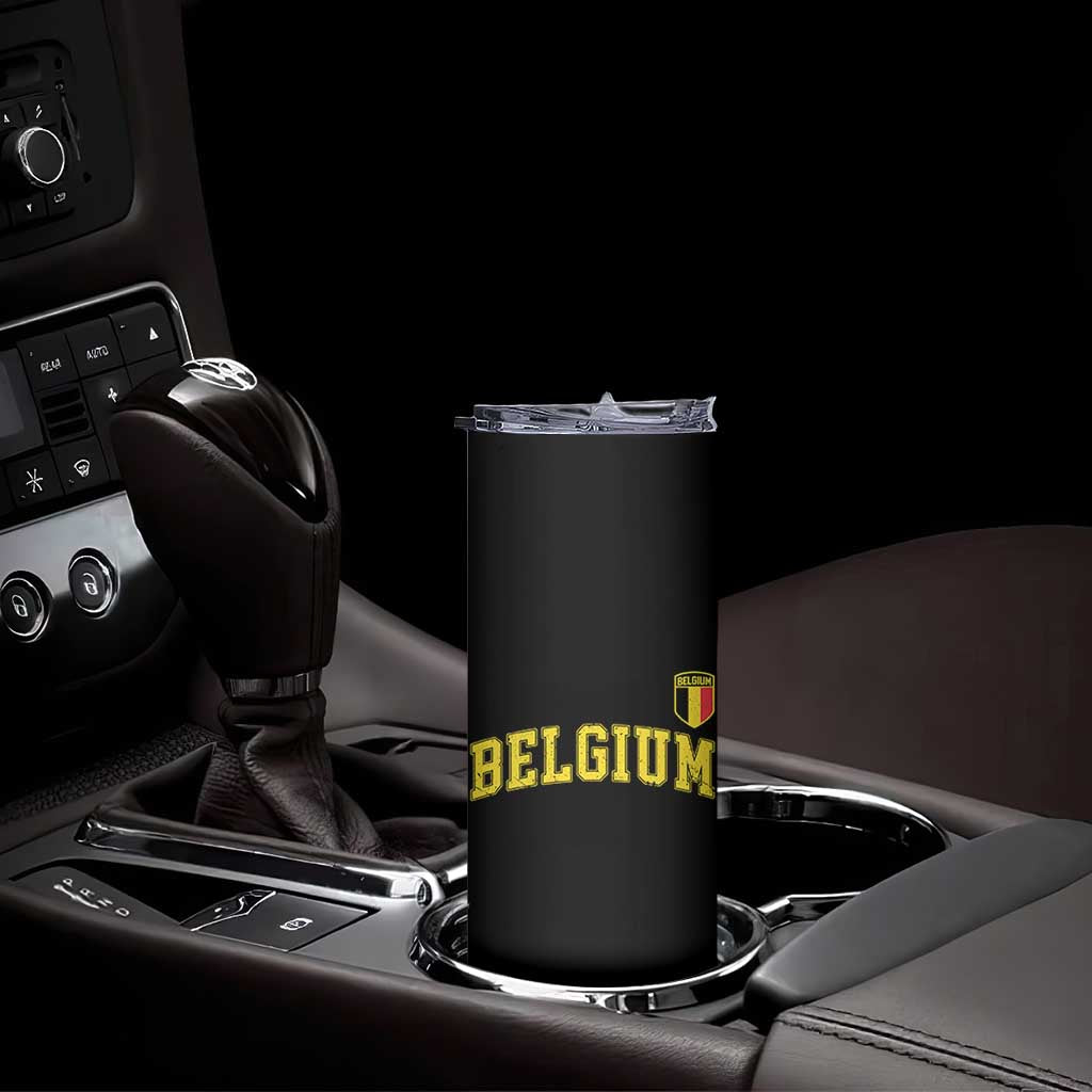 Vintage Belgium Varsity Style Distressed Graphic Skinny Tumbler Classic Collegiate Belgian Pride