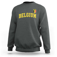 BelgiumVintage Belgium Varsity Style Distressed Graphic Sweatshirt Classic Collegiate Belgian Pride