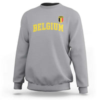 BelgiumVintage Belgium Varsity Style Distressed Graphic Sweatshirt Classic Collegiate Belgian Pride