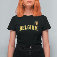 BelgiumVintage Belgium Varsity Style Distressed Graphic T Shirt For Women Classic Collegiate Belgian Pride