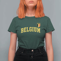 BelgiumVintage Belgium Varsity Style Distressed Graphic T Shirt For Women Classic Collegiate Belgian Pride