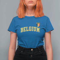 BelgiumVintage Belgium Varsity Style Distressed Graphic T Shirt For Women Classic Collegiate Belgian Pride