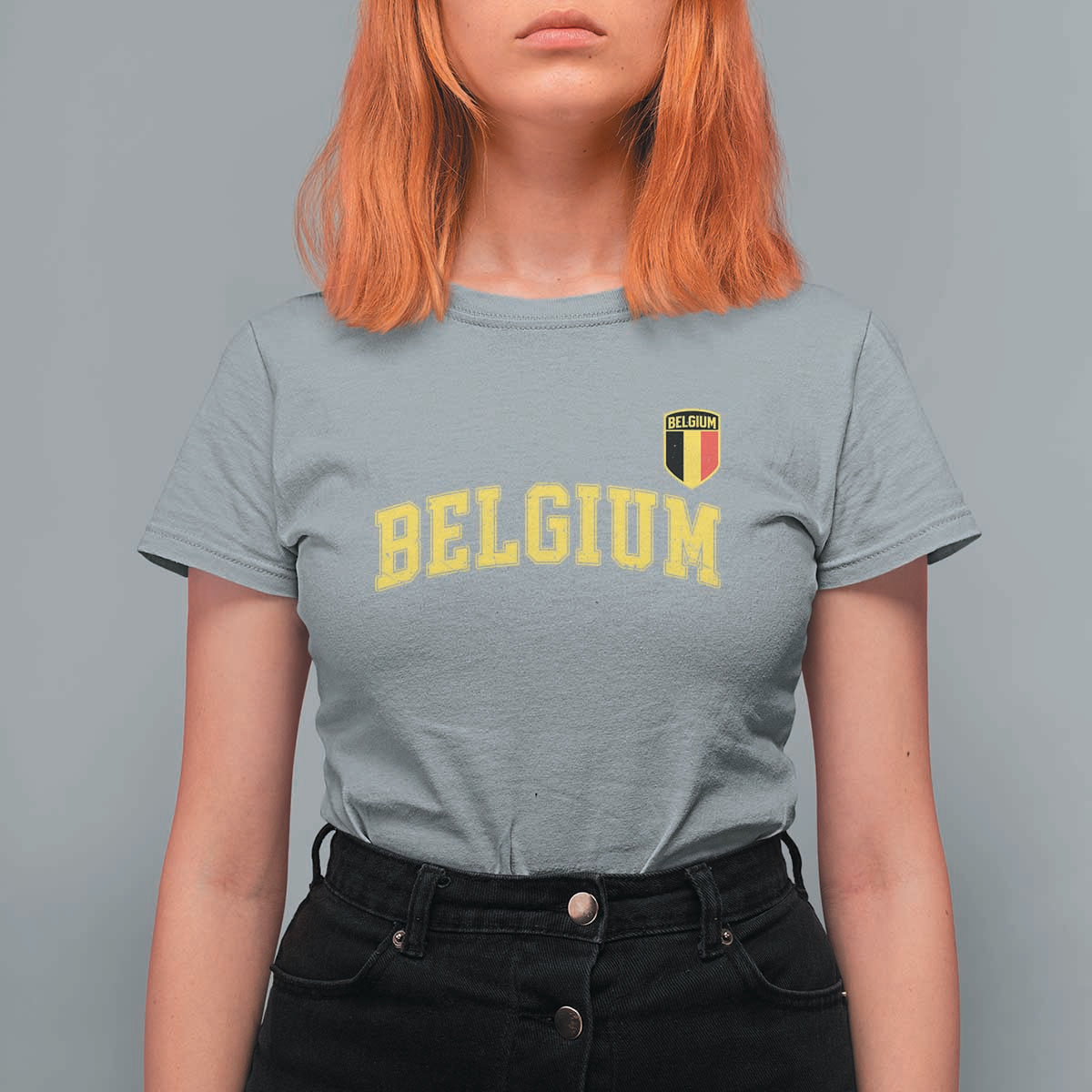 BelgiumVintage Belgium Varsity Style Distressed Graphic T Shirt For Women Classic Collegiate Belgian Pride