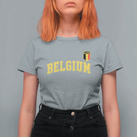 BelgiumVintage Belgium Varsity Style Distressed Graphic T Shirt For Women Classic Collegiate Belgian Pride