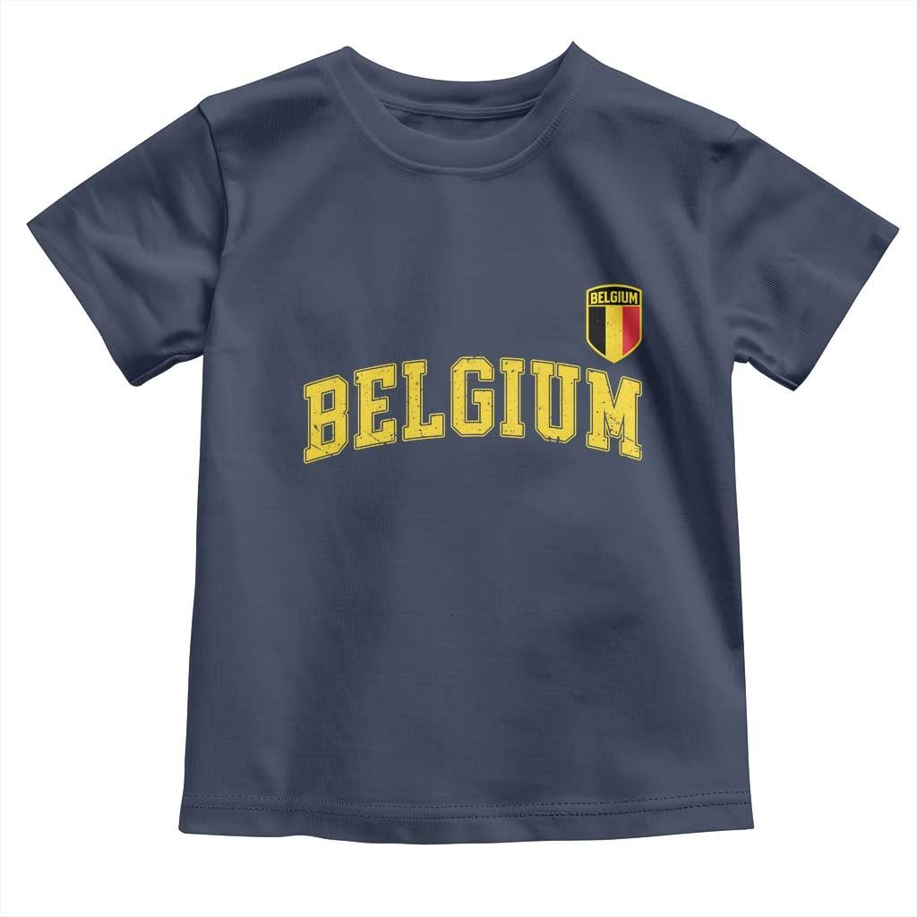 BelgiumVintage Belgium Varsity Style Distressed Graphic Toddler T Shirt Classic Collegiate Belgian Pride