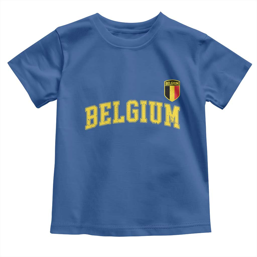 BelgiumVintage Belgium Varsity Style Distressed Graphic Toddler T Shirt Classic Collegiate Belgian Pride