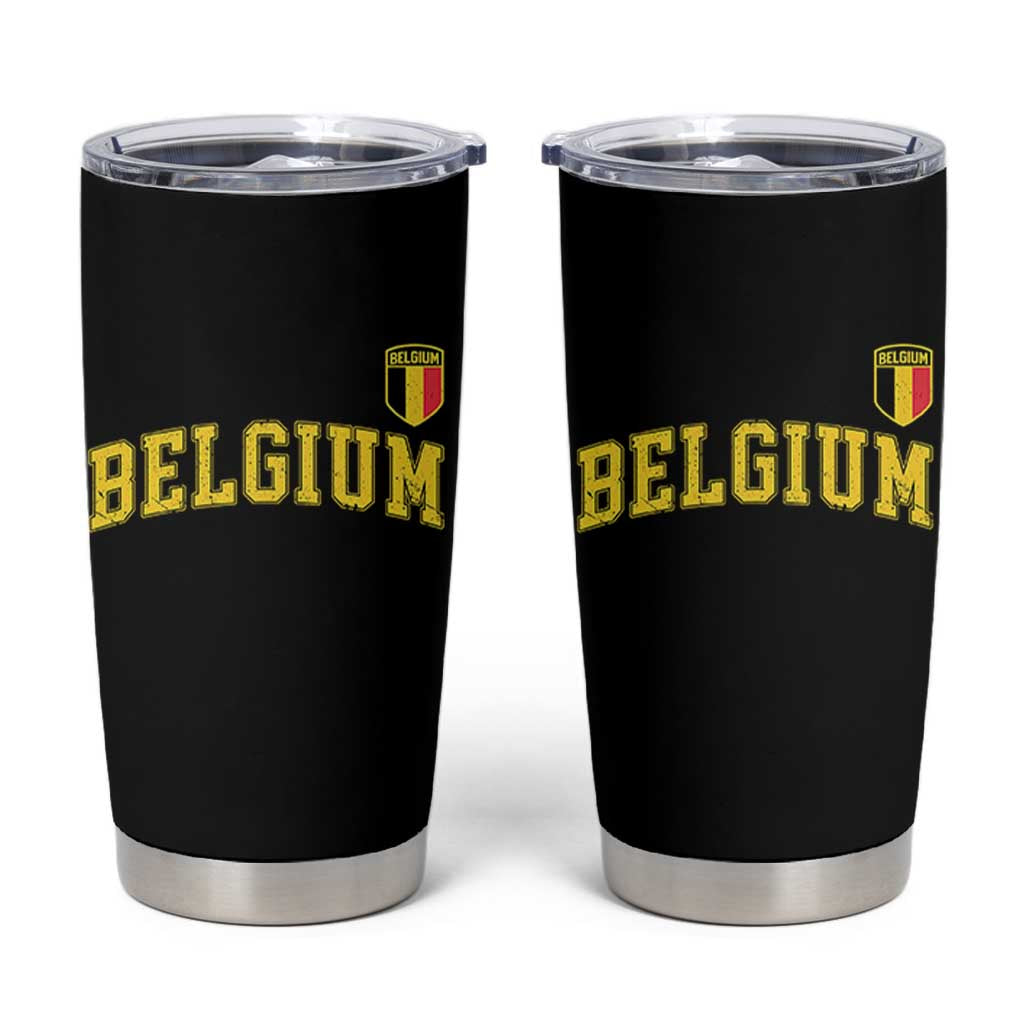 Vintage Belgium Varsity Style Distressed Graphic Tumbler Cup Classic Collegiate Belgian Pride