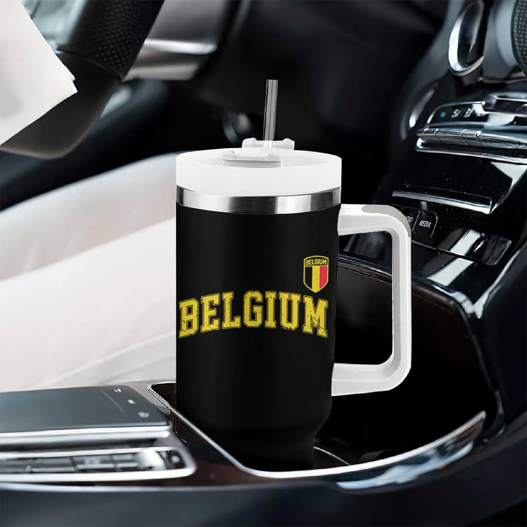 Vintage Belgium Varsity Style Distressed Graphic Tumbler With Handle Classic Collegiate Belgian Pride