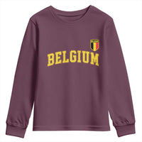 BelgiumVintage Belgium Varsity Style Distressed Graphic Youth Sweatshirt Classic Collegiate Belgian Pride