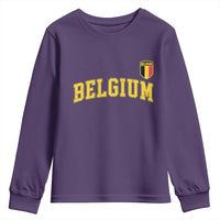BelgiumVintage Belgium Varsity Style Distressed Graphic Youth Sweatshirt Classic Collegiate Belgian Pride