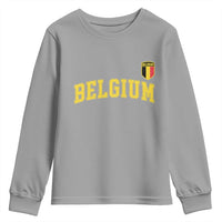 BelgiumVintage Belgium Varsity Style Distressed Graphic Youth Sweatshirt Classic Collegiate Belgian Pride