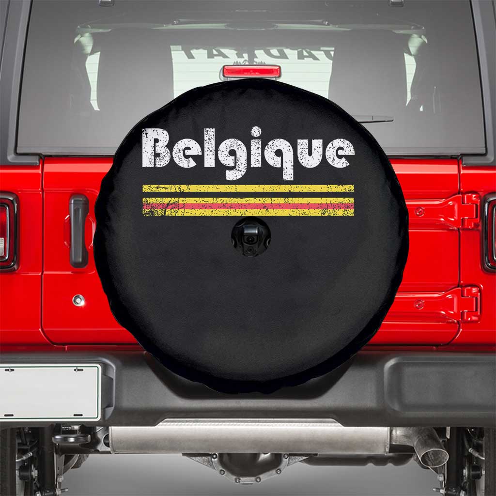 Retro Belgique Belgium Flag Distressed Graphic in French Spare Tire Cover Proud Belgian Heritage and Country Roots Pride Gift