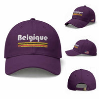 Retro Belgique Belgium Flag Distressed Graphic in French Baseball Cap Proud Belgian Heritage and Country Roots Pride Gift