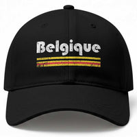 Retro Belgique Belgium Flag Distressed Graphic in French Baseball Cap Proud Belgian Heritage and Country Roots Pride Gift