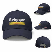Retro Belgique Belgium Flag Distressed Graphic in French Baseball Cap Proud Belgian Heritage and Country Roots Pride Gift