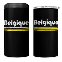 Retro Belgique Belgium Flag Distressed Graphic in French 4 in 1 Can Cooler Tumbler Proud Belgian Heritage and Country Roots Pride Gift