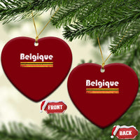 Retro Belgique Belgium Flag Distressed Graphic in French Ceramic Ornament Proud Belgian Heritage and Country Roots Pride Gift