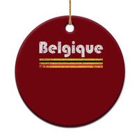 Retro Belgique Belgium Flag Distressed Graphic in French Ceramic Ornament Proud Belgian Heritage and Country Roots Pride Gift