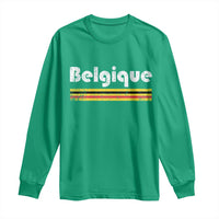 Retro Belgique Belgium Flag Distressed Graphic in French Long Sleeve Shirt Proud Belgian Heritage and Country Roots Pride Gift