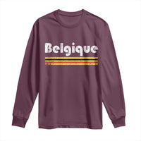 Retro Belgique Belgium Flag Distressed Graphic in French Long Sleeve Shirt Proud Belgian Heritage and Country Roots Pride Gift