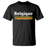 Retro Belgique Belgium Flag Distressed Graphic in French T Shirt Proud Belgian Heritage and Country Roots Pride Gift