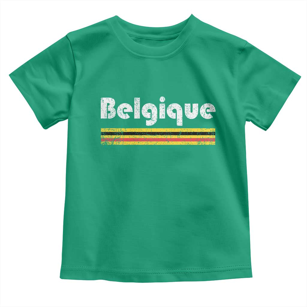 Retro Belgique Belgium Flag Distressed Graphic in French Toddler T Shirt Proud Belgian Heritage and Country Roots Pride Gift