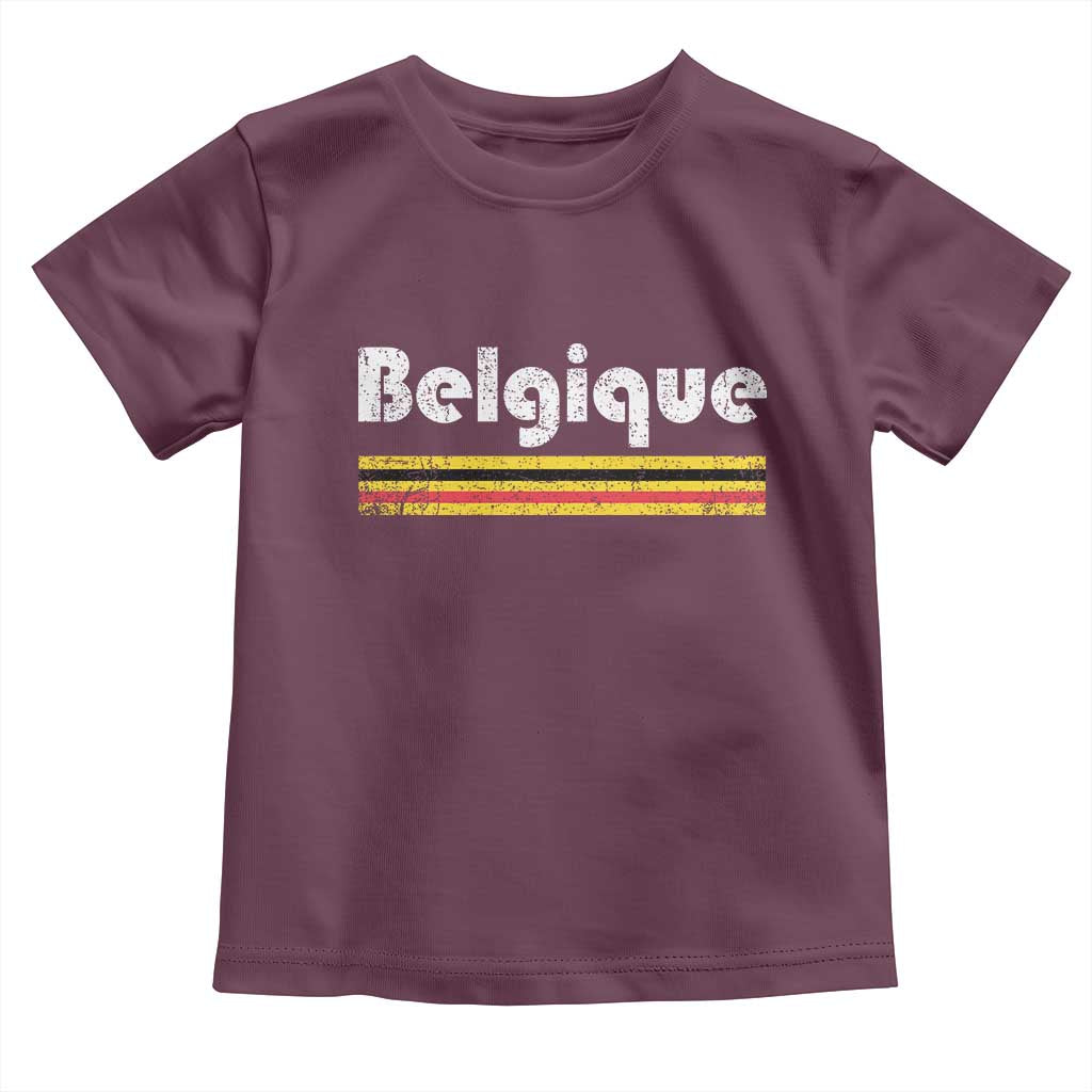 Retro Belgique Belgium Flag Distressed Graphic in French Toddler T Shirt Proud Belgian Heritage and Country Roots Pride Gift
