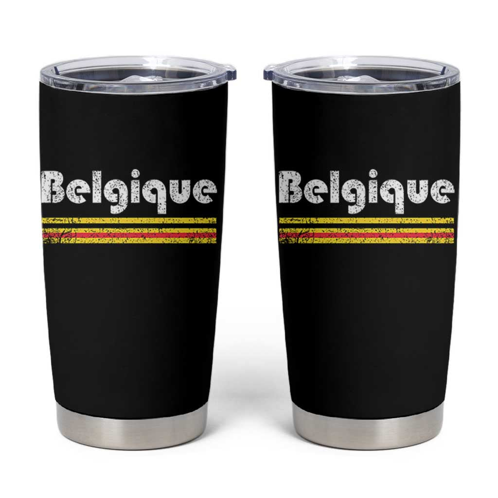 Retro Belgique Belgium Flag Distressed Graphic in French Tumbler Cup Proud Belgian Heritage and Country Roots Pride Gift