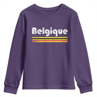 Retro Belgique Belgium Flag Distressed Graphic in French Youth Sweatshirt Proud Belgian Heritage and Country Roots Pride Gift