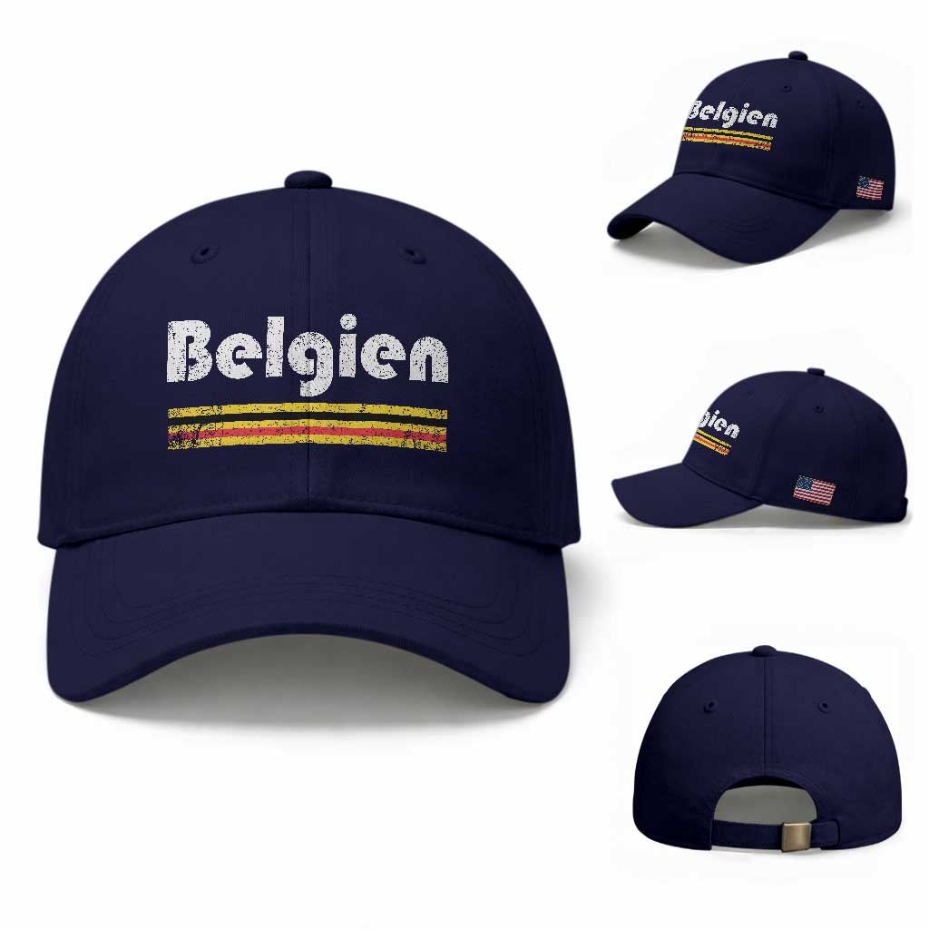 Retro Belgien Belgium Flag Distressed Graphic in German Baseball Cap Proud Belgian Heritage and Country Roots Pride Gift