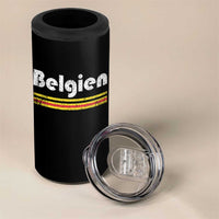 Retro Belgien Belgium Flag Distressed Graphic in German 4 in 1 Can Cooler Tumbler Proud Belgian Heritage and Country Roots Pride Gift