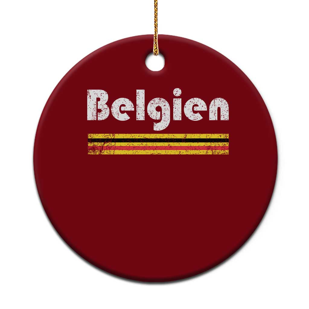 Retro Belgien Belgium Flag Distressed Graphic in German Ceramic Ornament Proud Belgian Heritage and Country Roots Pride Gift