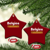 Retro Belgien Belgium Flag Distressed Graphic in German Ceramic Ornament Proud Belgian Heritage and Country Roots Pride Gift