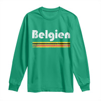 Retro Belgien Belgium Flag Distressed Graphic in German Long Sleeve Shirt Proud Belgian Heritage and Country Roots Pride Gift