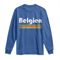 Retro Belgien Belgium Flag Distressed Graphic in German Long Sleeve Shirt Proud Belgian Heritage and Country Roots Pride Gift