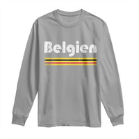Retro Belgien Belgium Flag Distressed Graphic in German Long Sleeve Shirt Proud Belgian Heritage and Country Roots Pride Gift