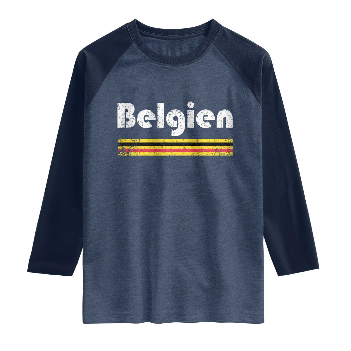 Retro Belgien Belgium Flag Distressed Graphic in German Raglan Shirt Proud Belgian Heritage and Country Roots Pride Gift
