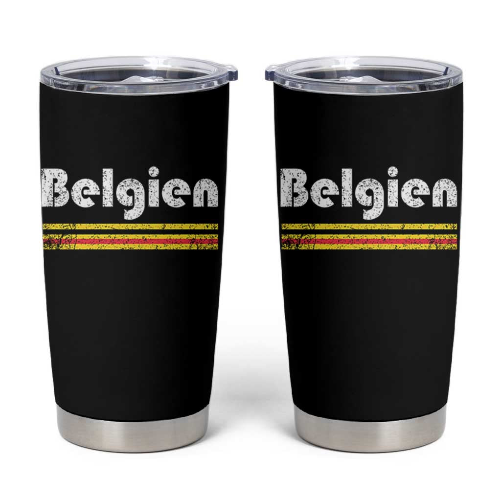Retro Belgien Belgium Flag Distressed Graphic in German Tumbler Cup Proud Belgian Heritage and Country Roots Pride Gift
