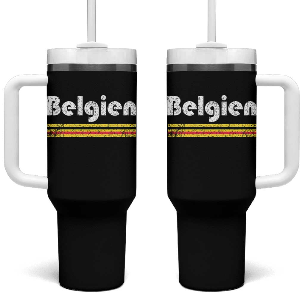 Retro Belgien Belgium Flag Distressed Graphic in German Tumbler With Handle Proud Belgian Heritage and Country Roots Pride Gift