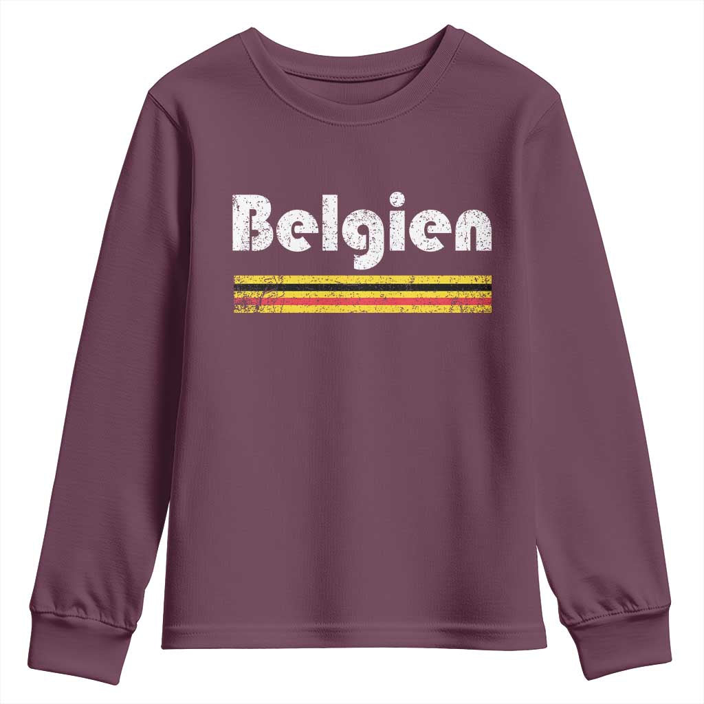 Retro Belgien Belgium Flag Distressed Graphic in German Youth Sweatshirt Proud Belgian Heritage and Country Roots Pride Gift