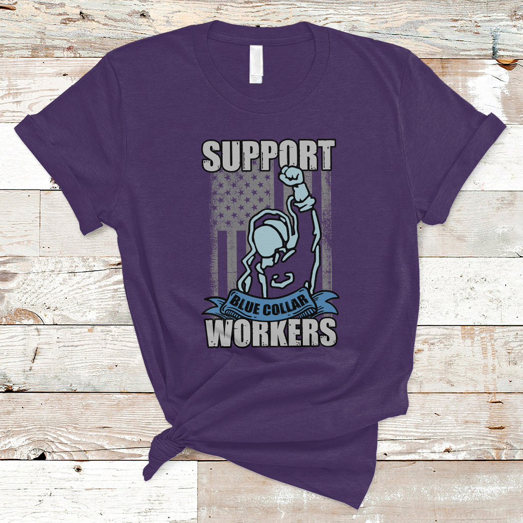 Labor Day T Shirt American Flag Happy Labor Day Support Blue Collar Workers - Wonder Print Shop