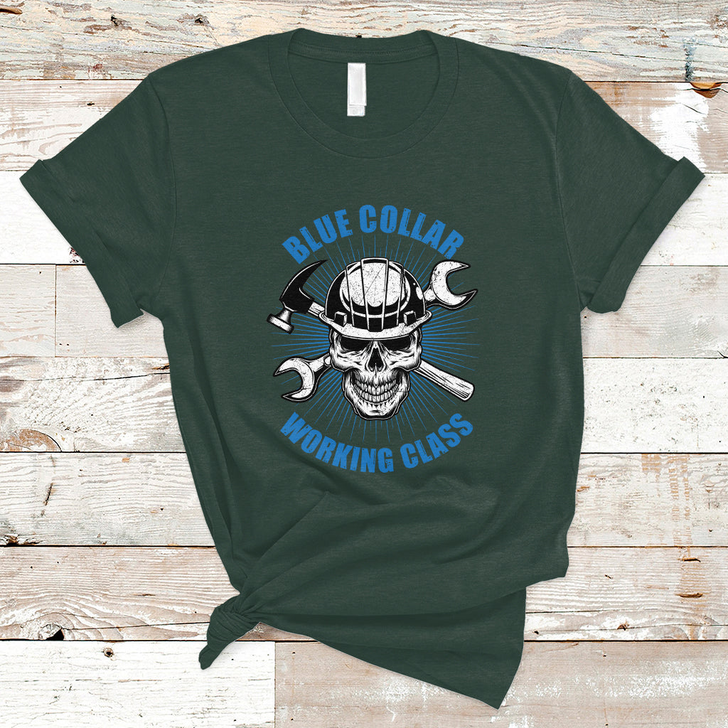 Labor Day T Shirt American Flag Happy Labor Day Blue Collar Working Class - Wonder Print Shop