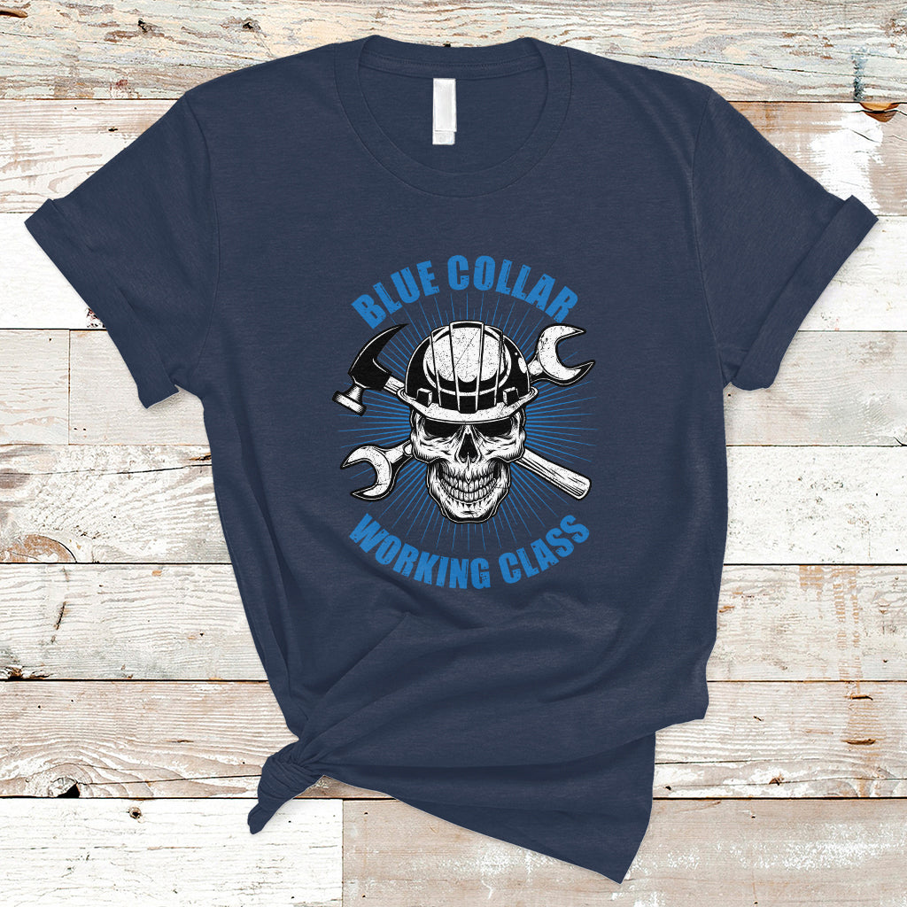 Labor Day T Shirt American Flag Happy Labor Day Blue Collar Working Class - Wonder Print Shop