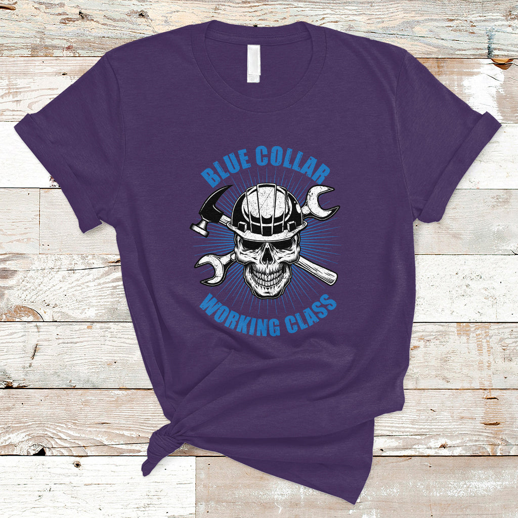 Labor Day T Shirt American Flag Happy Labor Day Blue Collar Working Class - Wonder Print Shop